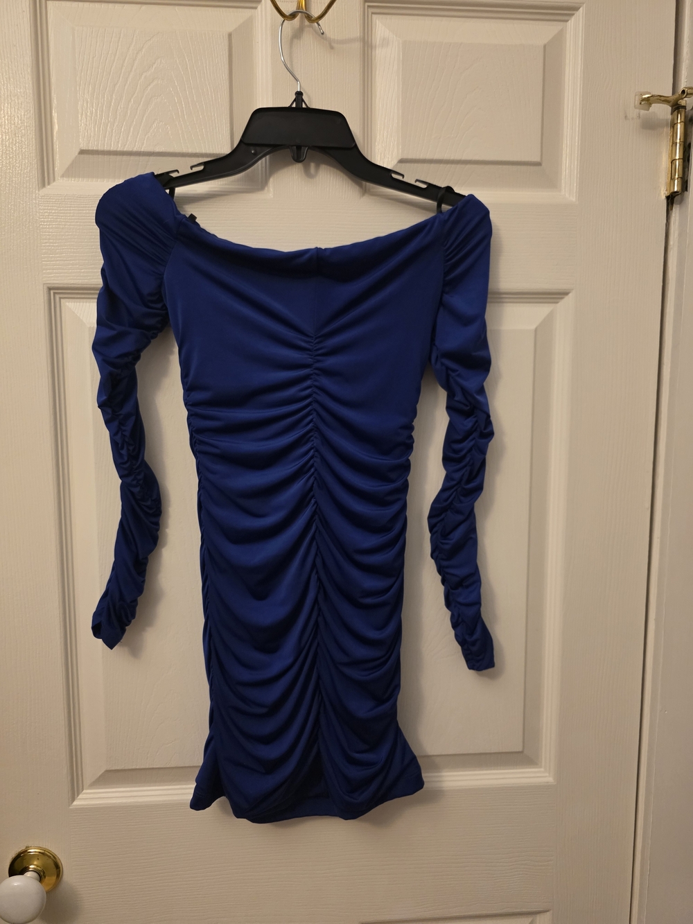 B Darlin Strapless Ruched Long-Sleeve Mini Dress - Royal Blue